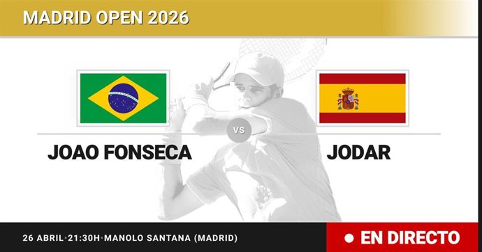 Joao Fonseca - Rafael Jodar: resumen y estadísticas del partido de Dieciseisavos de final de Madrid Open