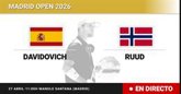 Foto: Alejandro Davidovich Fokina - Casper Ruud, en directo hoy: sigue el partido de Madrid Open