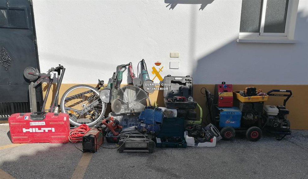 Material recuperado tras ser robado en la provincia de Málaga