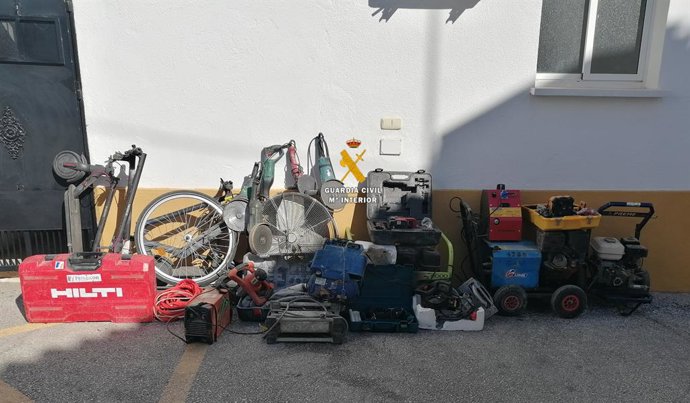 Material recuperado após ter sido roubado na província de Málaga