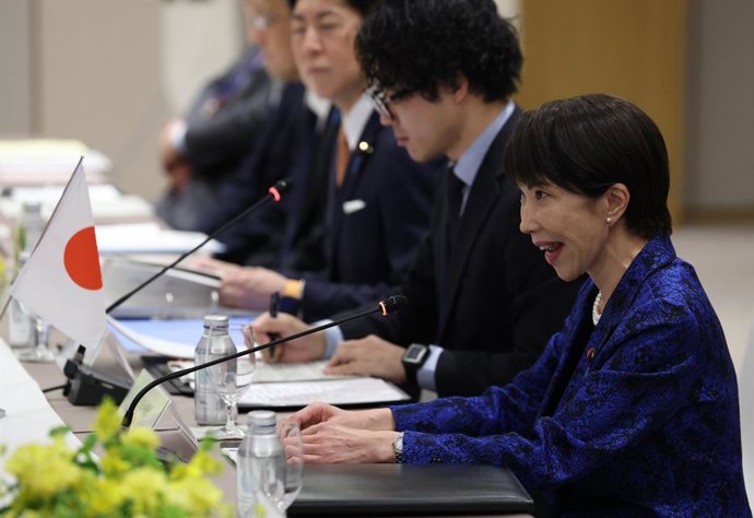 Archivo - 13 January 2026, Japan, Nara: Japan's Prime Minister Sanae Takaichi talks during their summit meeting with South Korea's President Lee Jae Myung (not in picture) in Nara. Photo: -/Pool/ZUMA Press Wire/dpa