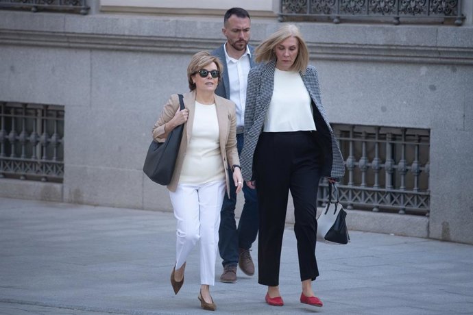 La exministra de la Presidencia de España, Soraya Sáenz de Santamaría, a su llegada a la Audiencia Nacional, a 23 de abril de 2026, en San Fernando, Madrid (España). El caso Kitchen investiga la presunta operación del Ministerio del Interior para sustraer