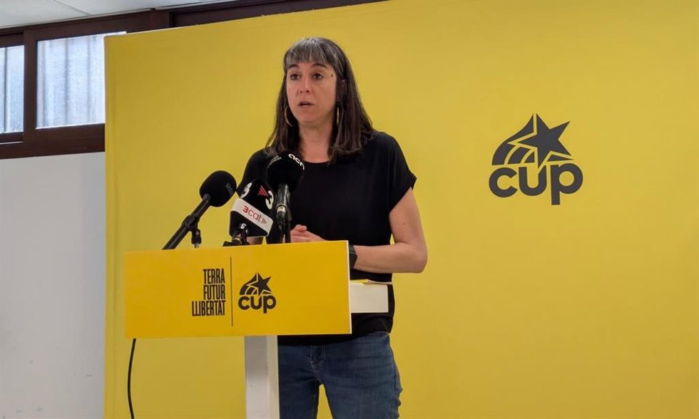 La portavoz de la CUP, Su Moreno, en rueda de prensa