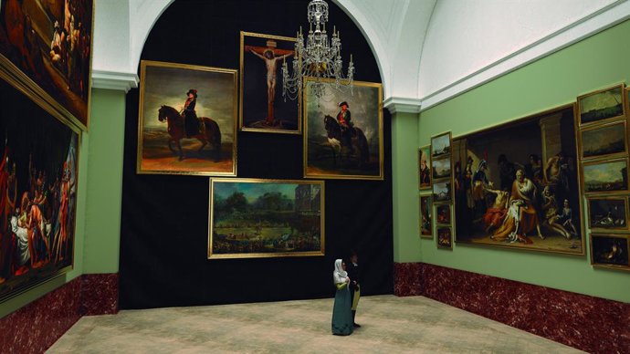 Recreación del salón tercero del Museo del Prado en 1819.
