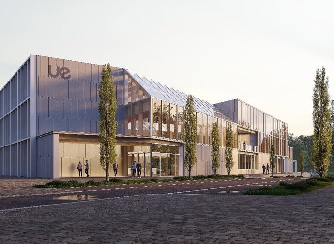 Infografía del futuro Centro Universitario Universidad Europea Asturias que se construirá en el Parque Científico y Tecnológico de La Pecuaria, en Gijón.