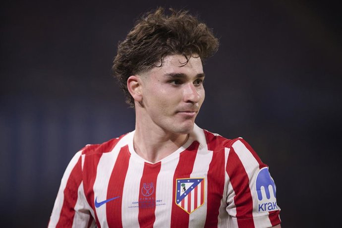 April 19, 2026, Sevilla, Spain: Atletico de Madrid's Julian Alvarez during Spanish King's Cup Final match. April 18, 2026.