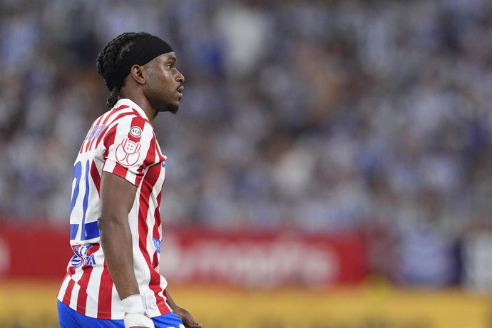 Ademola Lookman of Atletico de Madrid laments during the Spanish Cup, Copa del Rey, Final match played between Atletico de Madrid and Real Sociedad at La Cartuja stadium on April 18, 2026 in Sevilla, Spain.