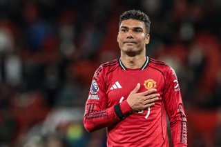 April 27, 2026, Manchester, Greater Manchester, United Kingdom: Casemiro of Manchester United celebrates the win with the fans during the Premier League match Manchester United vs Brentford at Old Trafford, Manchester, United Kingdom on 27 April 2026.