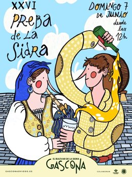 Cartel de la artista Andrea Ruiz Márquez, ganadora del I Concurso de Carteles de la Preba de la Sidra 2026.