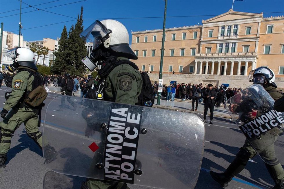 Archivo - Imagen de archivo de la Policía de Grecia en Atenas. 