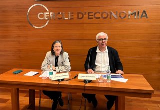 La presidenta del Cercle d'Economia, Teresa Garcia-Milà, i el director general, Miquel Nadal