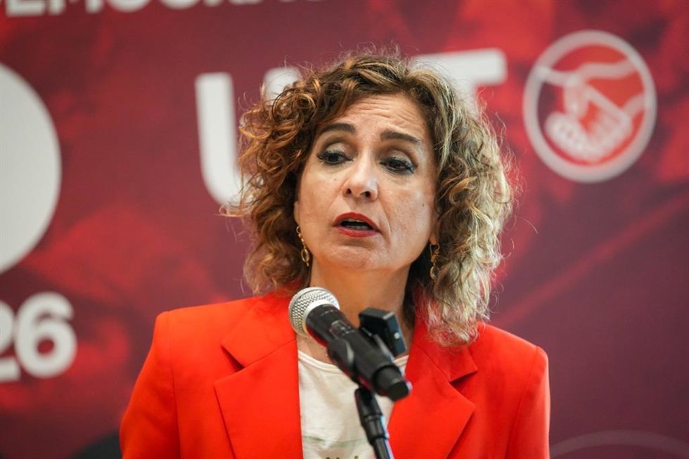 La candidata del PSOE-A a la Junta, María Jesús Montero, este martes en Sevilla