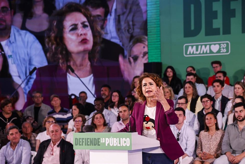 La vicesecretaria general del PSOE, secretaria general del PSOE de Andalucía y candidata a la Presidencia de la Junta de Andalucía, María Jesús Montero, durante un acto de campaña por el 17M en Córdoba. (Foto de archivo).