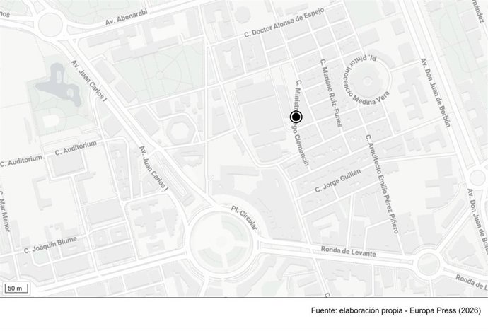 Mapa del barrio de Vistalegre, donde se ha producido el incendio en la calle Ministro Diego Clemencín