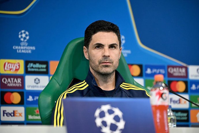 06 April 2026, Portugal, Lisbon: Arsenal manager Mikel Arteta speaks during a press conference at the Jose Alvalade Stadium, ahead of Tuesday's UEFA Champions League Quarter-final soocer match against Sporting CP. Photo: Zed Jameson/PA Wire/dpa