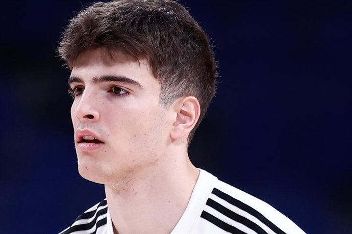 Hugo Gonzalez Pena of Real Madrid looks on during the Spanish League, Liga ACB Endesa, basketball match played between Real Madrid and Casademont Zaragoza at WiZink Center on October 6, 2024 in Madrid, Spain.
