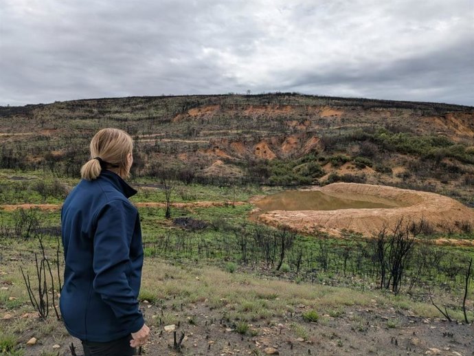 La presidenta de la Confederación Hidrográfica del Duero (CHD), María Jesús Lafuente, visita las obras que lleva a cabo el Organismo para mitigar daños por incendios en la provincia de Zamora.