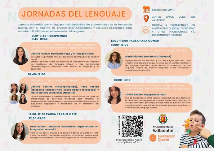 Programa de la Jornada sobre desarrollo del lenguaje en Valladolid.