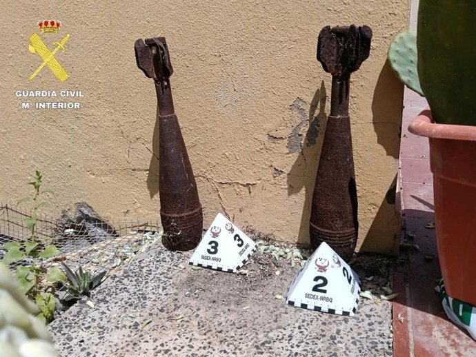 Proyectiles de mortero hallados en el interior de una vivienda