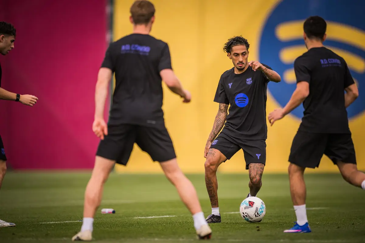 Raphinha en el entrenamiento del FC Barcelona del 29 de abril de 2026