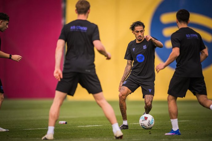 Raphinha en el entrenamiento del FC Barcelona del 29 de abril de 2026