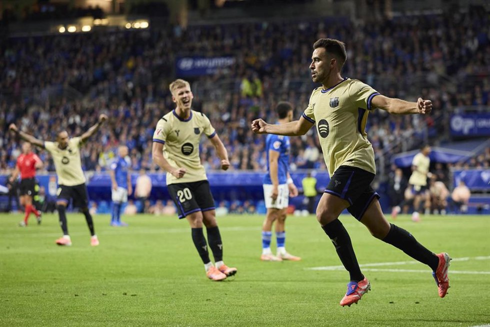 Archivo - Eric Garcia of FC Barcelona celebrates after scoring the team's first goal during the LaLiga EA Sports match between Real Oviedo and FC Barcelona at Carlos Tartiere on September 25, 2025, in Oviedo, Spain.
