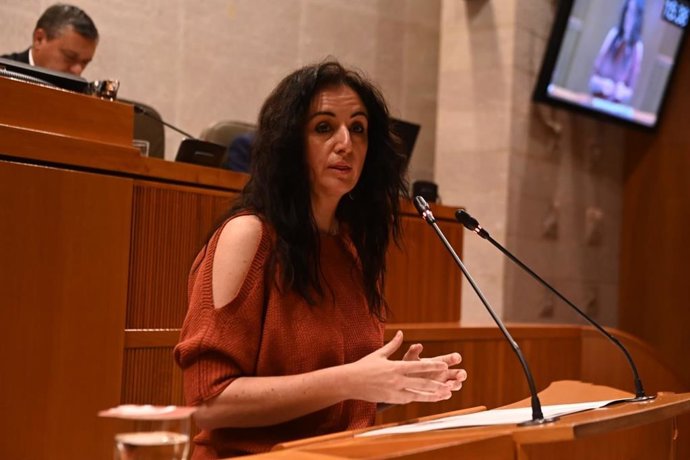 La portavoz de IU en las Cortes de Aragón, Marta Abengochea, en sede parlamentaria.