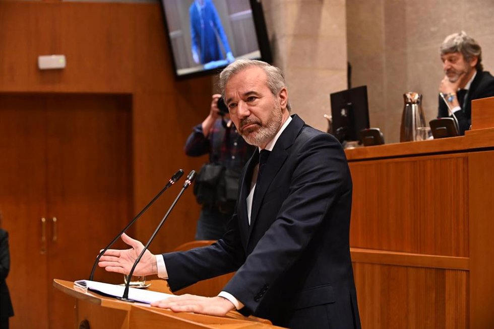 El presidente del Gobierno de Aragón en funciones, Jorge Azcón, durante el Pleno de las Cortes de Aragón, a 29 de abril de 2026, en Zaragoza, Aragón (España). 