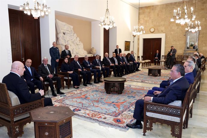 O presidente libanês, Joseph Aoun, em um evento em Beirute