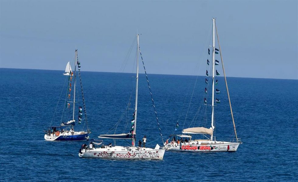 Embarcaciones que participan en la misión GSF rumbo a Gaza 