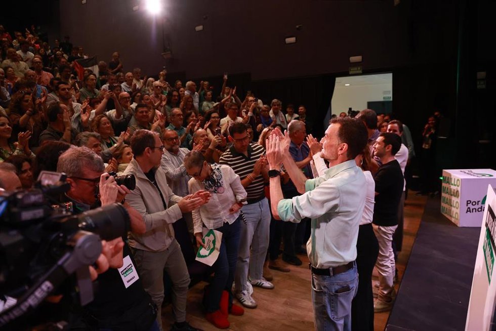 El candidato de la coalición Por Andalucía a la presidencia de la Junta, Antonio Maíllo, durante el encuentro 'Un paso al frente. Por Andalucía' en Sevilla. (Foto de archivo).
