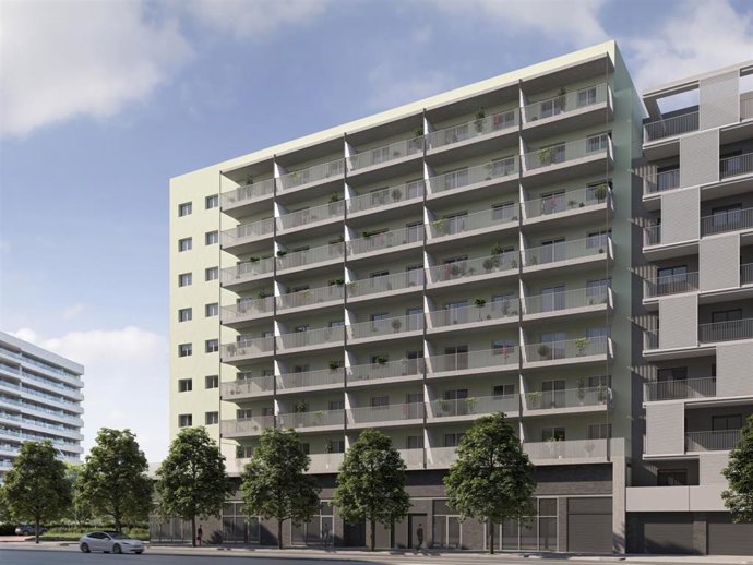 Render de la promoción de viviendas en el barrio de la Sagrera de Barcelona