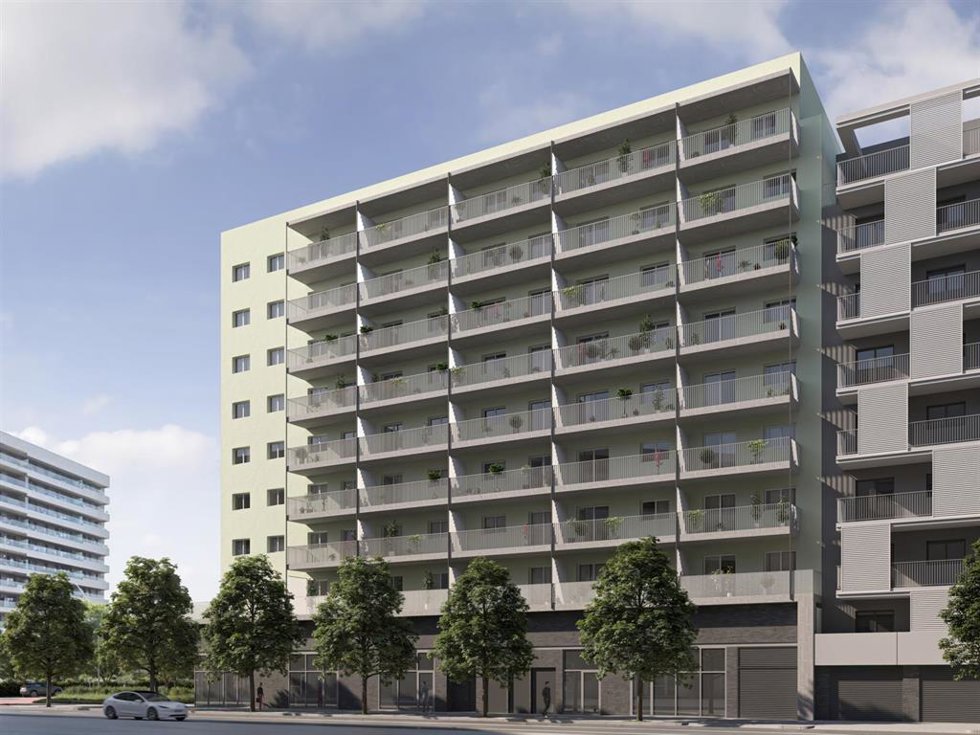 Render de la promoción de viviendas en el barrio de la Sagrera de Barcelona