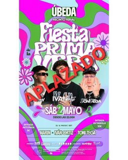 Cartel anunciando el aplazamiento de la Fiesta de la Primavera de Úbeda
