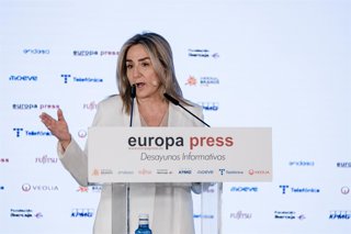La ministra de Educación, Formación Profesional y Deportes, Milagros Tolón, participa en un desayuno organizado por Europa Press, a 30 de abril de 2026, en Madrid (España).