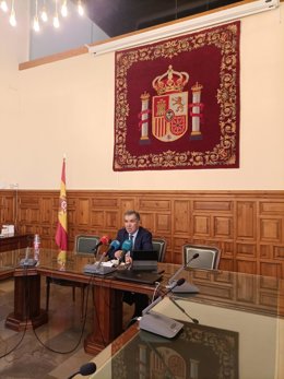 El presidente del TSJA, Lorenzo del Río, durante la presentación de la memoria de 2025.