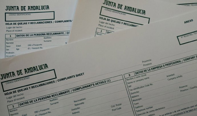 Archivo - Andalucía activa ya el sistema por el que se pueden presentar hojas de reclamaciones y quejas de manera electrónica.