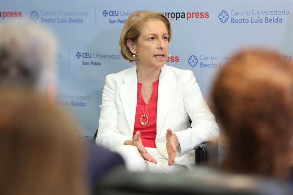 La rectora de la Universidad CEU San Pablo, Rosa Visiedo, en el encuentro informativo de Europa Press 'Formación y empleo en Baleares. Una visión compartida'.