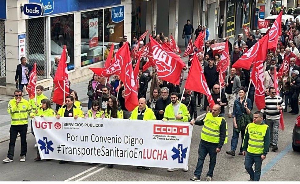 Manifestación por el transporte sanitario.