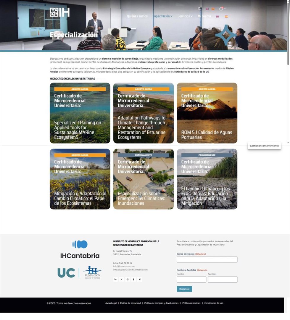 Oferta de microcredenciales en la web del IH