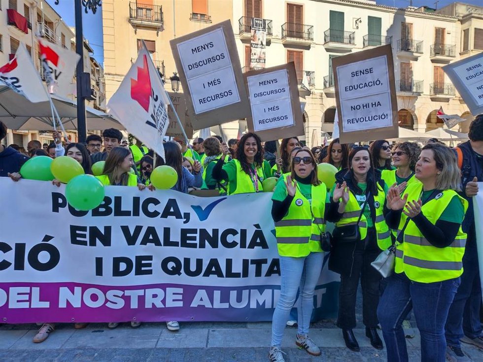 Protesta de docentes en imagen de archivo