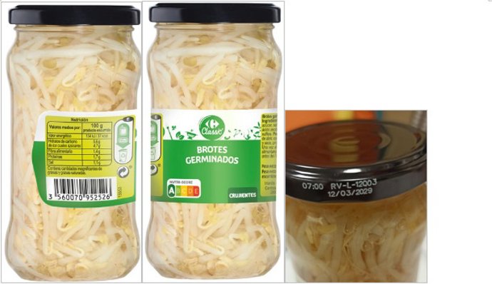 La AESAN alerta de la presencia de Salmonella spp. En un lote de brotes germinados de la marca Carrefour Classic