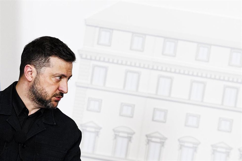 El presidente de Ucrania, Volodimir Zelenski, durante una rueda de prensa en el marco de su visita oficial a Italia en abril de 2026 (archivo)