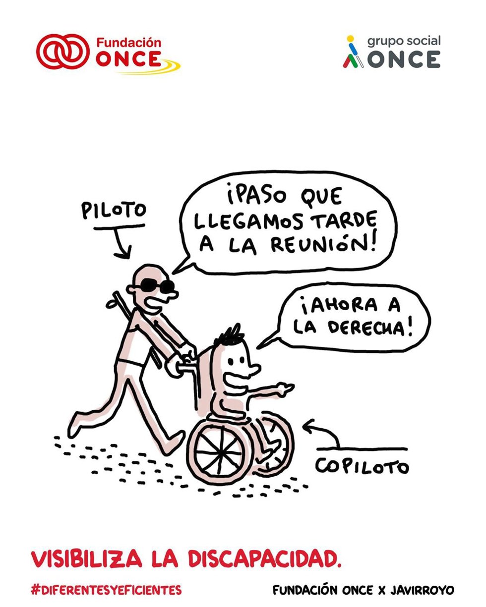 Fundación ONCE, en colaboración con el ilustrador Javier Royo, Javirroyo, lanza la campaña ‘DiferentesYEficientes’