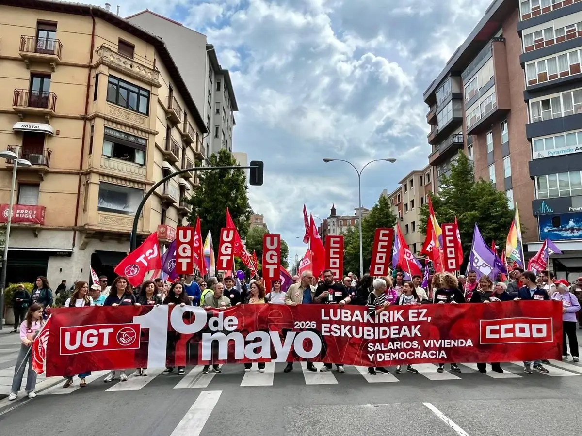 Manifestación de UGT y CCOO en el Primero de Mayo