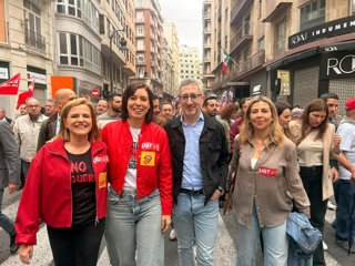Arcadi España, diana Morant y Bernabé en la manifestación del Primero de Mayo