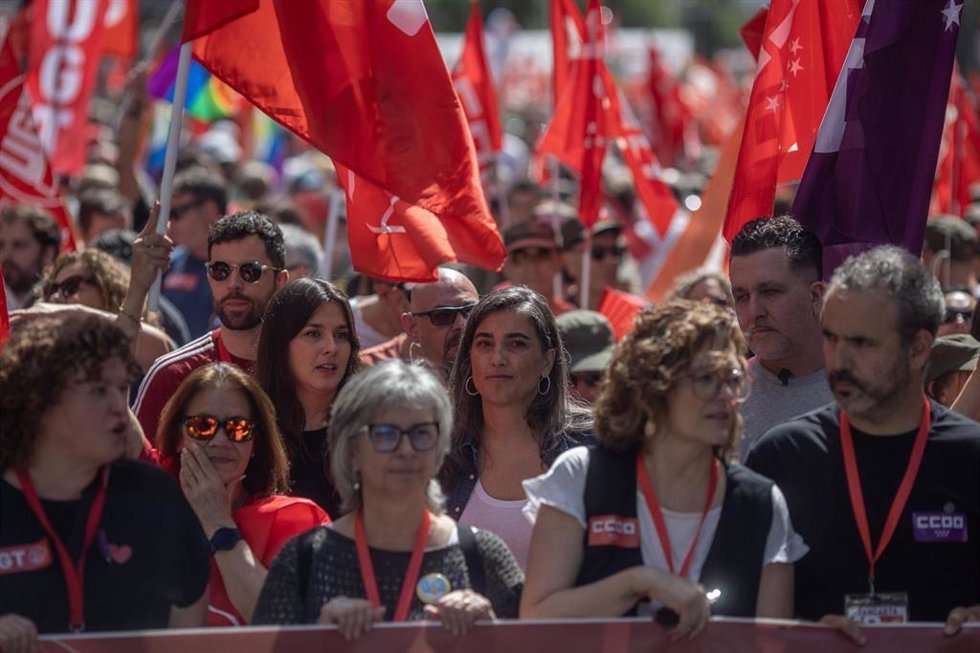 La portavoz de Más Madrid en la Asamblea, Manuela Bergerot, en la manifestación por el 1 de Mayo en Madrid