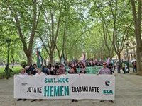ELA reivindica en este Primero de Mayo en Pamplona "un salario mínimo propio de 1.500 euros"