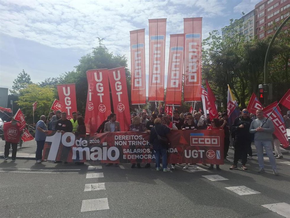 Manifestación convocada por UGT y CCOO por el 1 de Mayo
