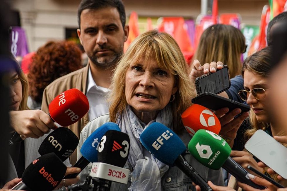 La viceprimera secretaria del PSC, Lluïsa Moret, en la manifestación por el 1 de Mayo